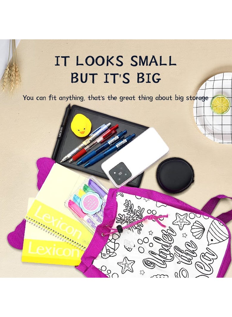 حقيبة ظهر قابلة للغسل من Huiye DIY 🧜‍♀️   حقيبة تلوين مخصصة للأطفال تساعدهم على تنمية الإبداع والتعبير عن النفس 🎨   هدايا تعليمية ممتعة وآمنة، مثالية لعشاق حوريات البحر 💖   قابلة للغسل وإعادة التلوين لمرح لا ينتهي! - Image 3