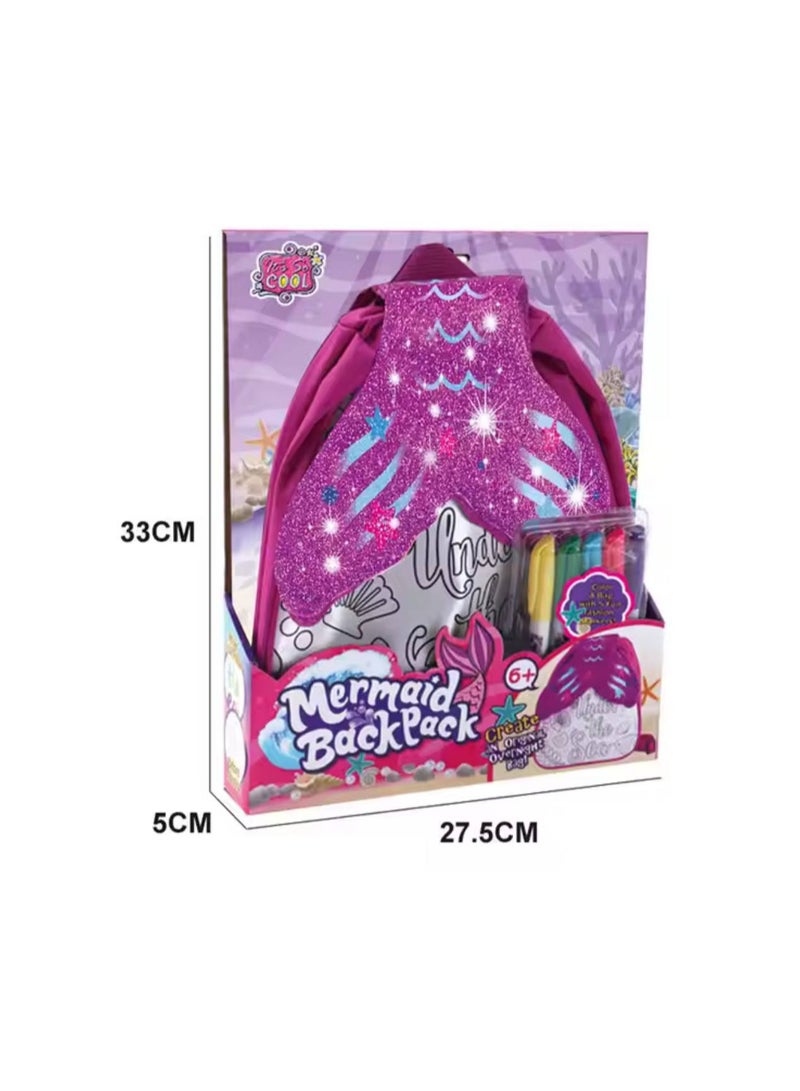 حقيبة ظهر قابلة للغسل من Huiye DIY 🧜‍♀️   حقيبة تلوين مخصصة للأطفال تساعدهم على تنمية الإبداع والتعبير عن النفس 🎨   هدايا تعليمية ممتعة وآمنة، مثالية لعشاق حوريات البحر 💖   قابلة للغسل وإعادة التلوين لمرح لا ينتهي! - Image 5