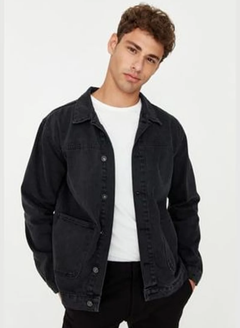 trendyol Men's Anthracite Regular Fit Denim Jacket.