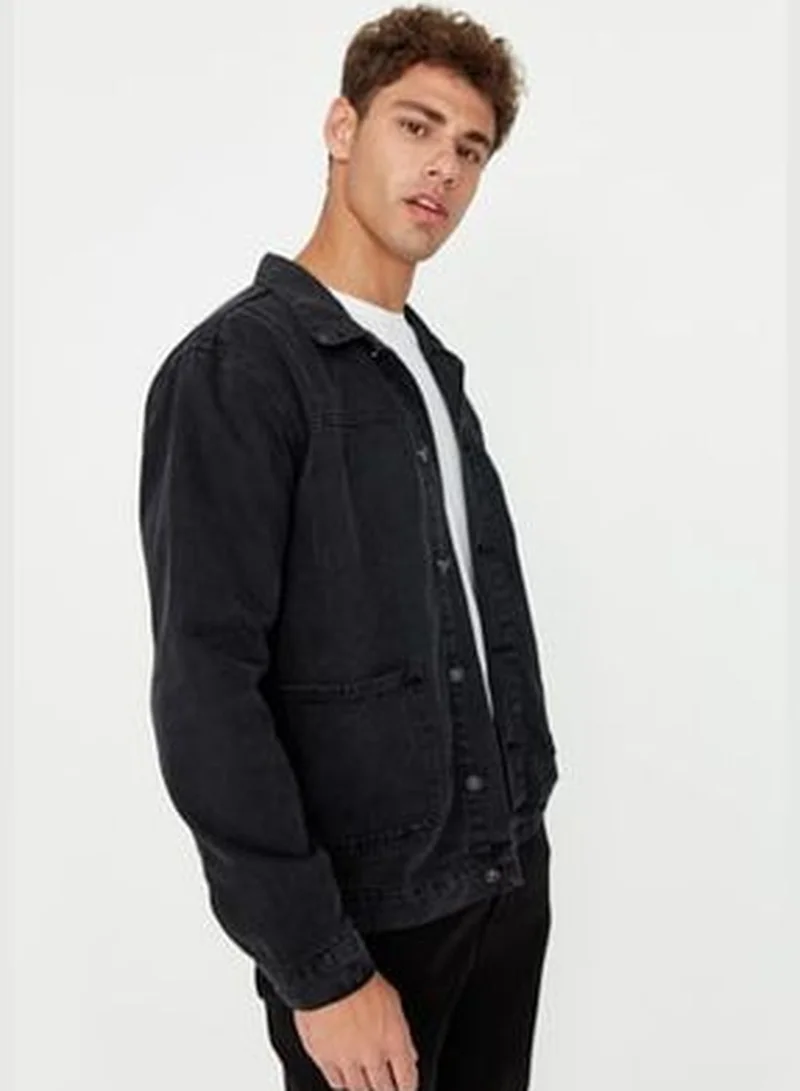 trendyol Men's Anthracite Regular Fit Denim Jacket.
