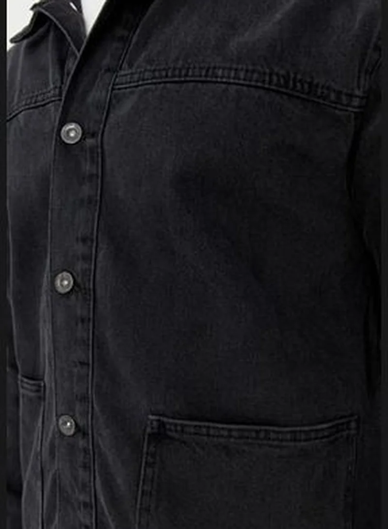 trendyol Men's Anthracite Regular Fit Denim Jacket.