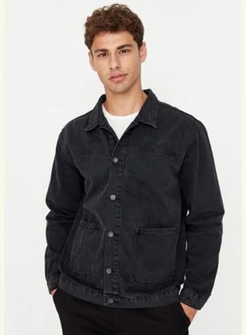 trendyol Men's Anthracite Regular Fit Denim Jacket.
