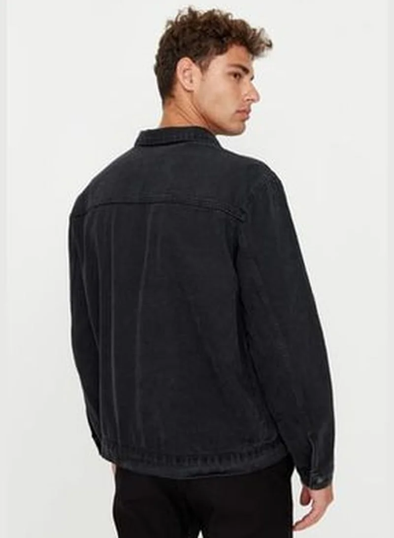 trendyol Men's Anthracite Regular Fit Denim Jacket.