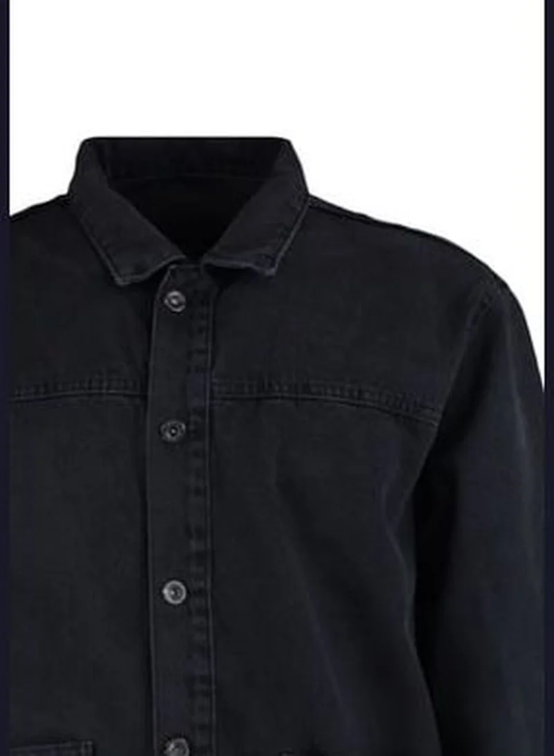 trendyol Men's Anthracite Regular Fit Denim Jacket.