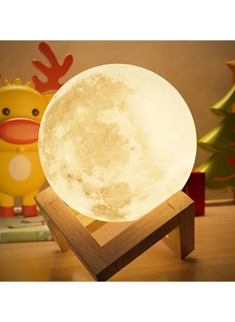 LED Moon Lamp: Unique and Eye-Catching Design • Selectable Lighting: White or Yellow Options • USB Type-C Charging: Easy to Use • Touch Control: Easy Brightness Adjustment • Perfect Gift: Ideal for Christmas Moon Lamp • LED Lighting • Moon Design • Wireless Charging • Touch Control • 3D Night Light • Wooden Base • Home Decoration • Christmas Gift •