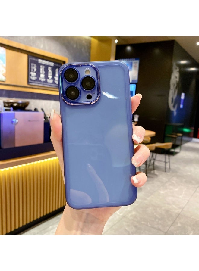 NIBEMINENT Lens Plating Protective TPU Case Cover For iPhone 15, Blue