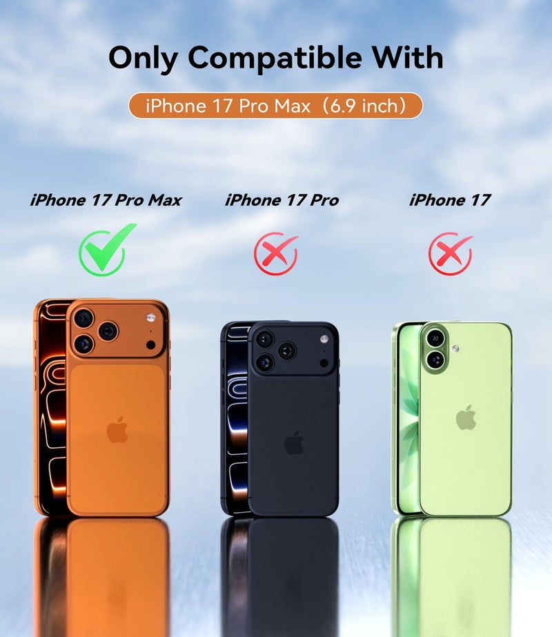 imluckies for iPhone 17 Pro Max 6.9" Case with Camera Slide Cover, Compatible with MagSafe, Twill Silicone Shockproof Protection Case, Clear Black - Image 2