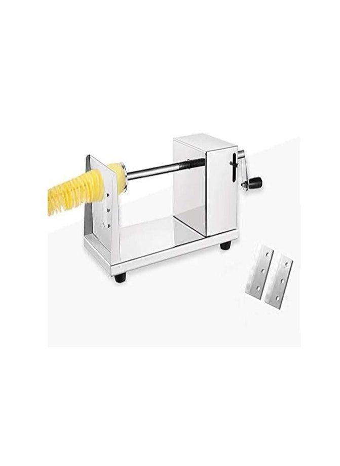 TIGER - Stainless Steel Manual Spiral Potato Chips Slicer – Tornado Potato Cutter with Vegetable Slicer for Kitchen – Lightweight & Versatile Spiralizer for Potatoes, Carrots, Zucchini – Easy to Use, Durable - Image 1