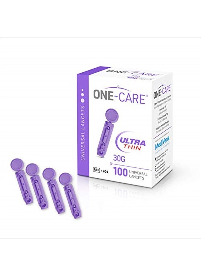 ONE-CARE MediVena ONE-CARE Twist Top Lancets, Ultra-Thin 30G, Universal Fit, 100/bx, Sterile, Gentle for Comfortable Glucose Testing  - Image 1