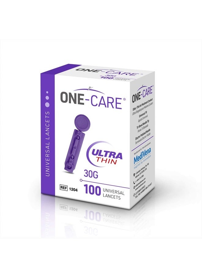 ONE-CARE MediVena ONE-CARE Twist Top Lancets, Ultra-Thin 30G, Universal Fit, 100/bx, Sterile, Gentle for Comfortable Glucose Testing  - Image 2