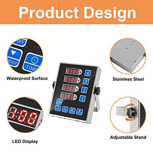 YOOYIST Kitchen Timers for Cooking – 4 Channel Commercial Kitchen Timer Restaurant Kitchen Supplies – Stainless Steel LED Technology Kitchen Timer Digital – Reminder Function, Loud Alarm, Black - Image 4