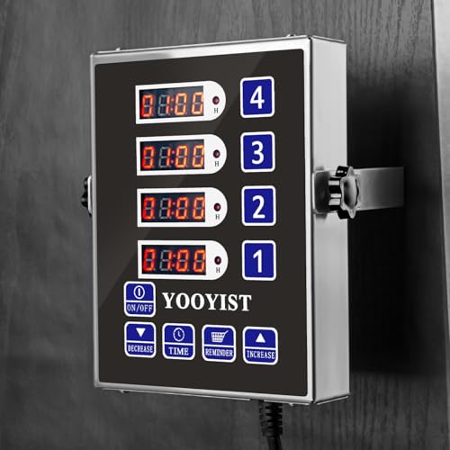 YOOYIST Kitchen Timers for Cooking – 4 Channel Commercial Kitchen Timer Restaurant Kitchen Supplies – Stainless Steel LED Technology Kitchen Timer Digital – Reminder Function, Loud Alarm, Black - Image 2