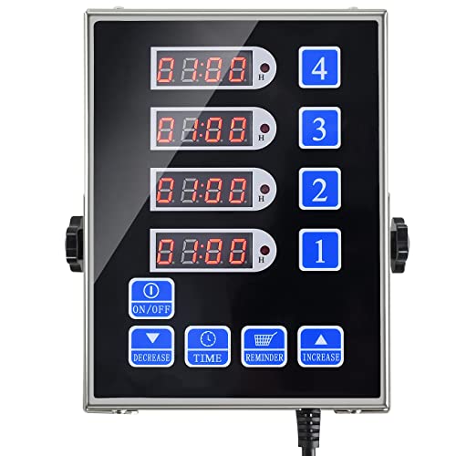 YOOYIST Kitchen Timers for Cooking – 4 Channel Commercial Kitchen Timer Restaurant Kitchen Supplies – Stainless Steel LED Technology Kitchen Timer Digital – Reminder Function, Loud Alarm, Black - Image 1