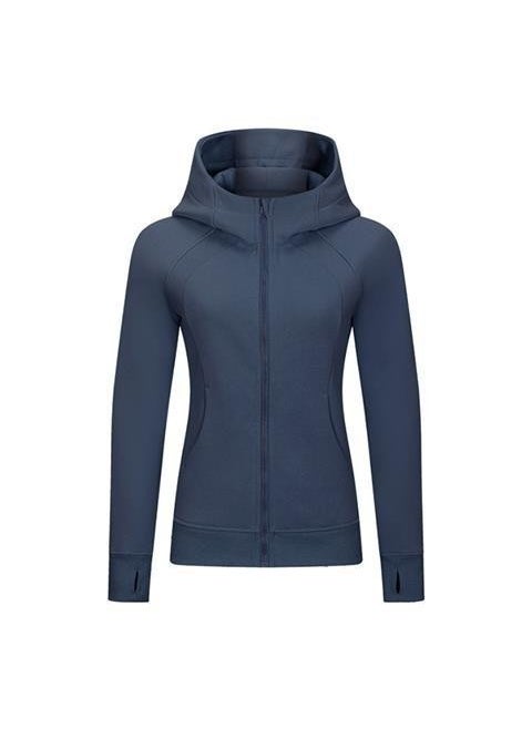 Generic - Autumn/Winter Yoga Suit Running Jacket Fitness Topslims Smooths Your Silhouette Hooded Cardigan Sweatshirt Womens Fleece-Lined Navy blue - Image 1