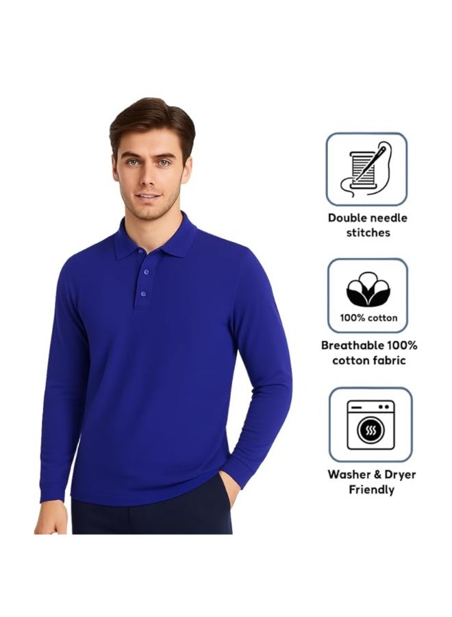 برينت شوب فور مي طقم تيشيرتات بولو رجالية بأكمام طويلة (3 قطع) | تيشيرتات بولو قطنية بياقة | تيشيرتات كاجوال مناسبة للعمل المكتبي، والسفر، والأنشطة الخارجية، والاستخدام اليومي - Image 5