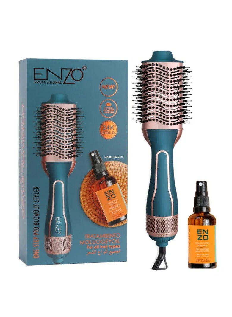 Enzo Professional Hair Dryer Brush with Nourishing Oil Treatment – 2-in-1 Styling & Care for All Hair Types - Image 5