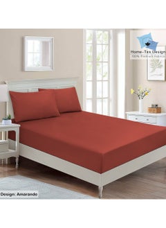 Home-Tex Design Hometex Design Premium 100% Long Stable Cotton Fitted Bed Sheet Set Single Size 1 Fitted Sheet 90x200 cm and 1 Pillow Covers 50x80 cm with All Around Elastic Amarande 