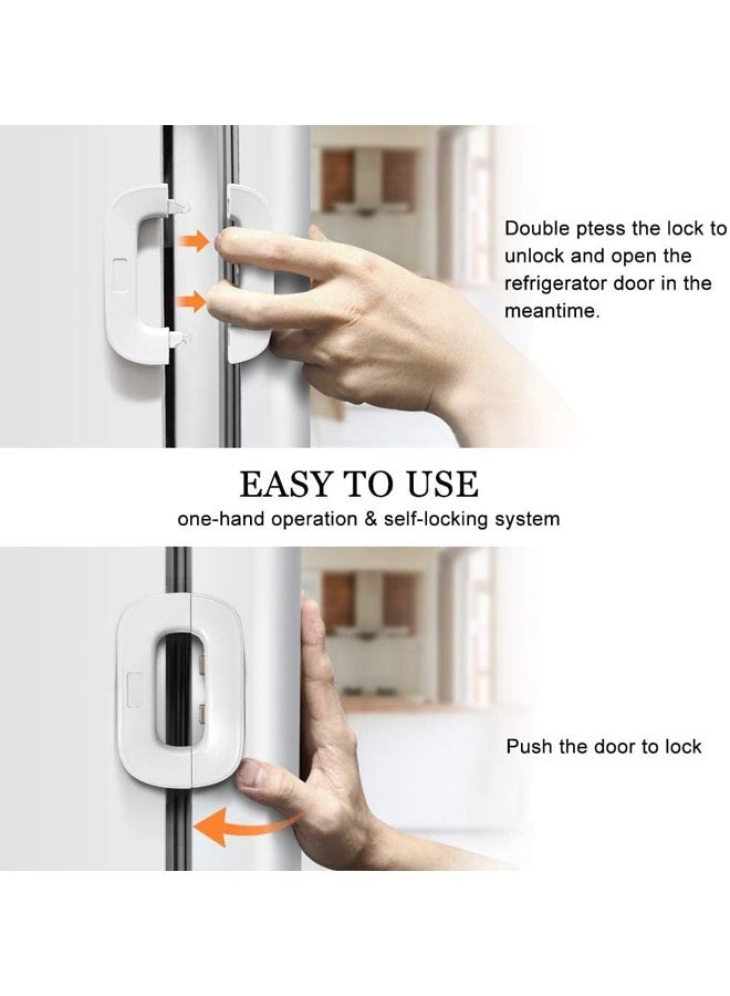 Berma Baby Refrigerator locks, childproof refrigerator locks, white child safety cabinet locks, child and toddler refrigerator locks for drawers, closets, cabinet doors, can be installed in corners - Image 3