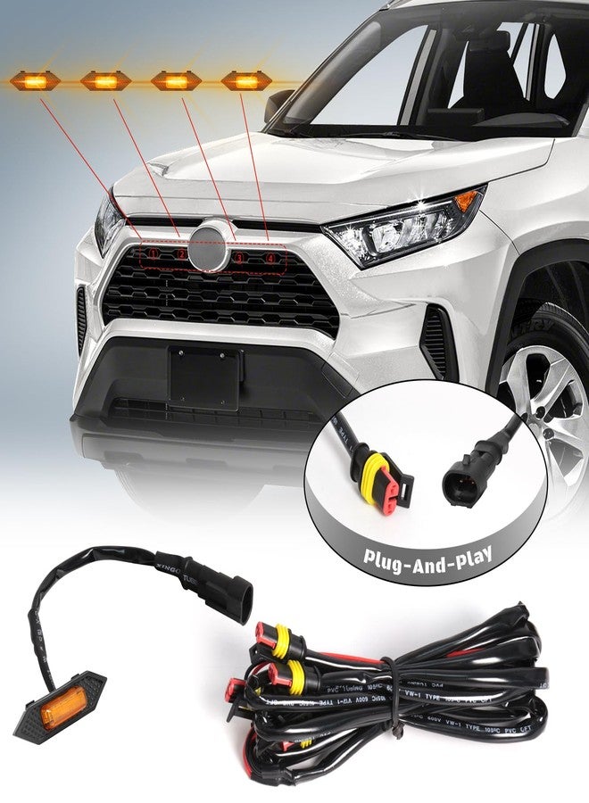 FICOLPO مجموعة مصابيح الشبك الأمامي من FICOLPO، 4 قطع، متوافقة مع سيارات RAV4 الهجينة موديلات 2019، 2020، 2021، 2022، 2023، 2024، طرازات LE، XLE، XLE Premium، SE، XSE، Limited - ملحقات مصابيح الشبك الأمامي LED مع أسلاك التوصيل والفيوز (لون كهرماني). - Image 4