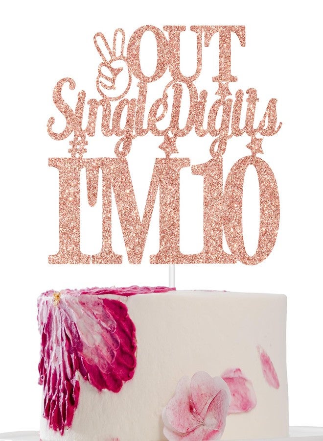 First Holy Communion Out Single Digits I'm 10 Cake Topper, Double Digits 10 Cake Decorations, Happy 10th Birthday Decorations Supplies for Boys Girls Rose Gold Glitter - Image 1