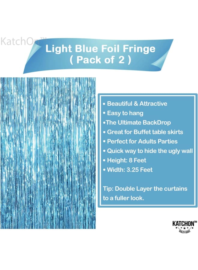 ، XtraLarge، ستارة ذات شراشيب من الفويل الأزرق - 8 × 3.2 قدم، عدد 2 | ستارة خلفية زرقاء لديكورات الحفلات تحت البحر | خلفية المحيط | خلفية بهرج أزرق، زينة عيد ميلاد حورية البحر - Image 3