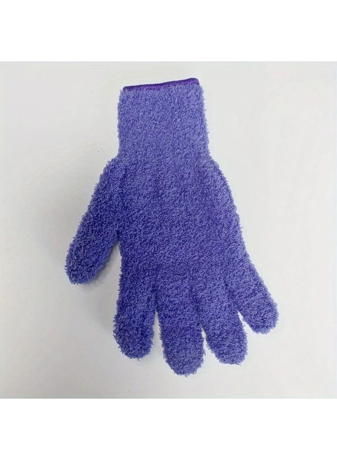 Purple Coral Fleece Dusting Glove Stretchable Breathable For Car Boat RV Pool Home - Image 1