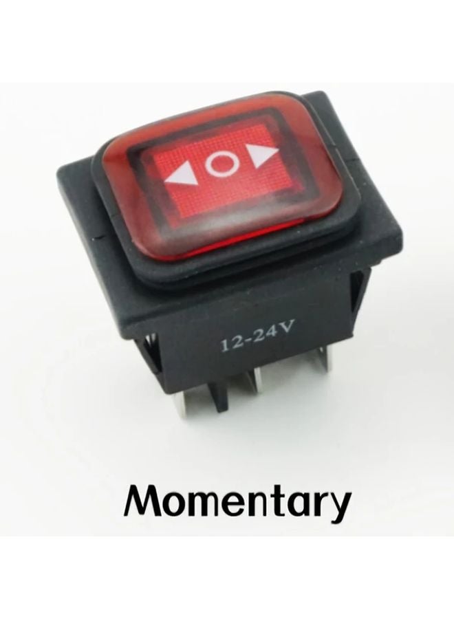 1PC Momentary Rocker Switch 12 24V Red Cap Black Housing 6 Pin Auto Boat Marine - Image 1