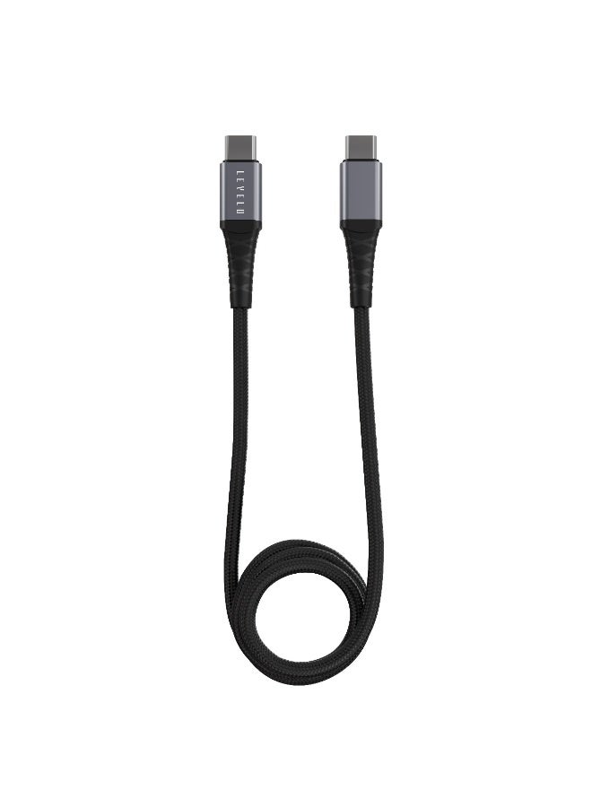 LEVELO Nori Mini 60W PD Car Charger Dual type-C & USB-A port / Type-C to Type-C Cable / Durable Material / Fast Charging / Compact Design – grey - Image 4