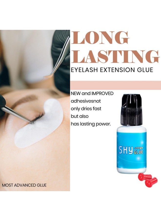 TUBeauty - 2 Bottles Sky Glue D For Eyelash Extension 5Mlprofessional Powerful Strong Black Eyelash Individual Extension Adhesive 12S Fast Drying 46 Weeks Lasting Time Tubeauty - Image 1