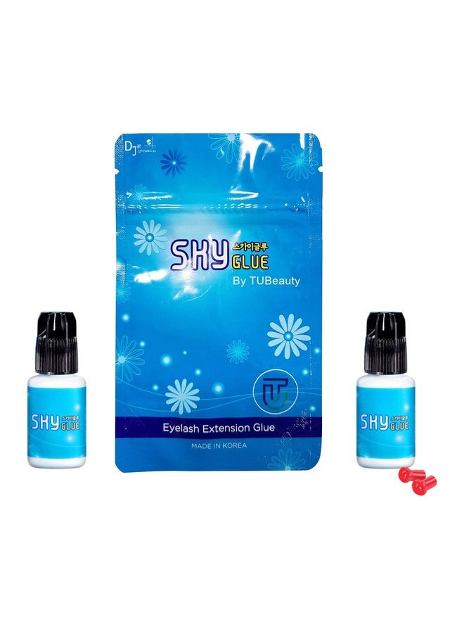TUBeauty - 2 Bottles Sky Glue D For Eyelash Extension 5Mlprofessional Powerful Strong Black Eyelash Individual Extension Adhesive 12S Fast Drying 46 Weeks Lasting Time Tubeauty - Image 1