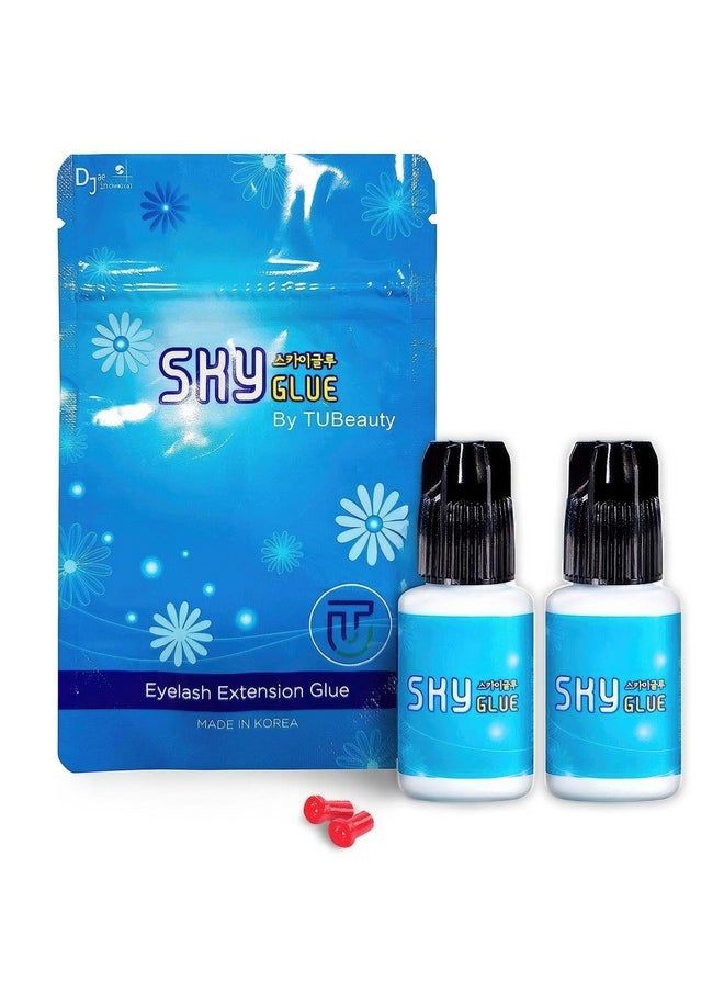 TUBeauty - 2 Bottles Sky Glue D For Eyelash Extension 5Mlprofessional Powerful Strong Black Eyelash Individual Extension Adhesive 12S Fast Drying 46 Weeks Lasting Time Tubeauty - Image 1
