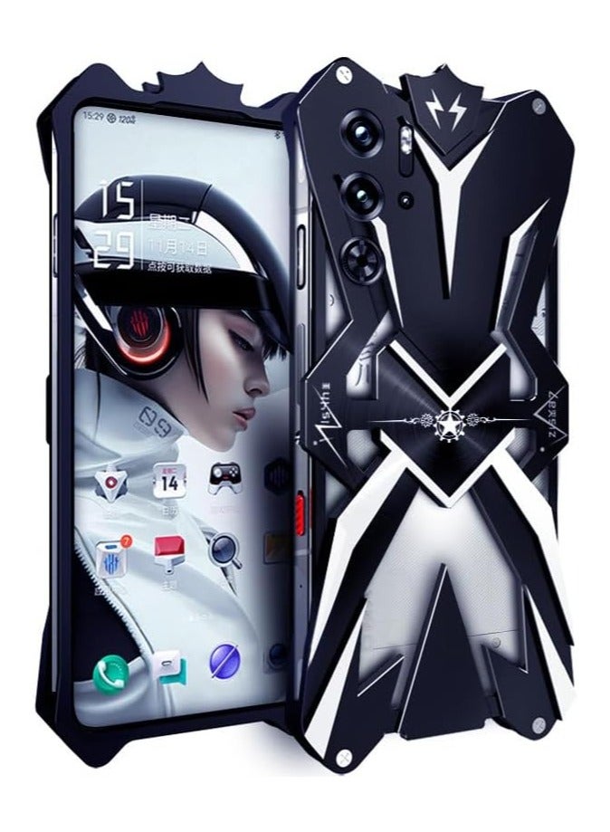 عام حافظة معدنية متوافقة مع زد تي إي النوبة الأحمر ماجيك 9 برو ، تصميم رائع الشرير نمط الذراع درع قسط الفضاء الألومنيوم معدن للصدمات الوفير غطاء إطاري