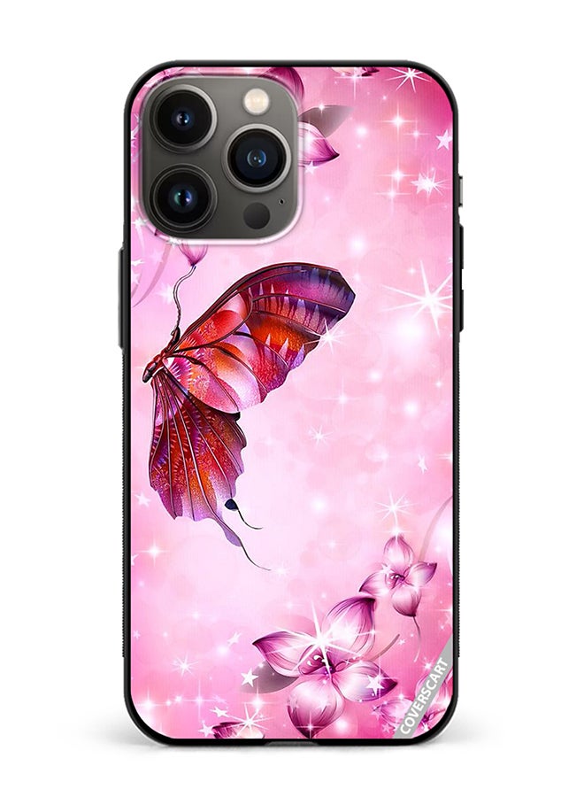 Protective Case Cover For Apple iPhone 14 Pro Max Pink Floral And Butterfly Design Multicolour