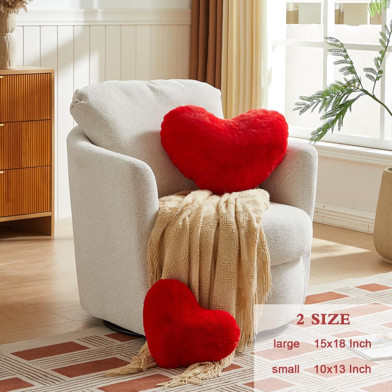 EastTree Heart Pillows  Red Heart Shaped Pillows  Love Throw Pillows Gifts  Ultra Faux Rabbit Fur Soft Small Cute Fluffy Pillows  Women Girls Kid Living Room Decor 10x13 Inch - Image 2