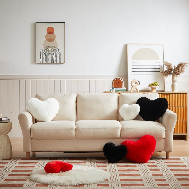 EastTree Heart Pillows  Red Heart Shaped Pillows  Love Throw Pillows Gifts  Ultra Faux Rabbit Fur Soft Small Cute Fluffy Pillows  Women Girls Kid Living Room Decor 10x13 Inch - Image 3
