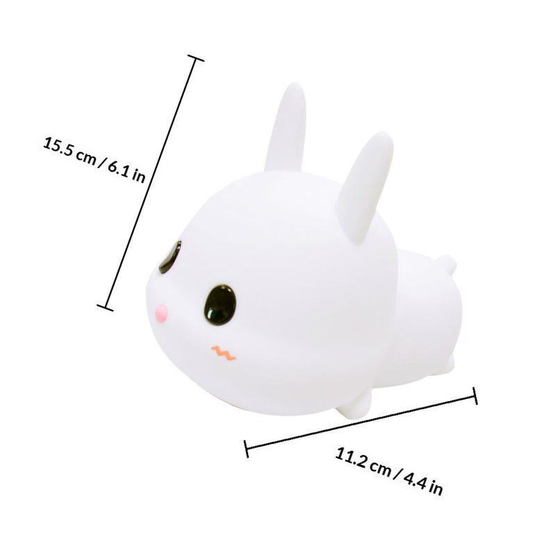 1pc Cartoon Silicone Bunny Night Light USB Charging Kids Patted Table Lamp - Image 2