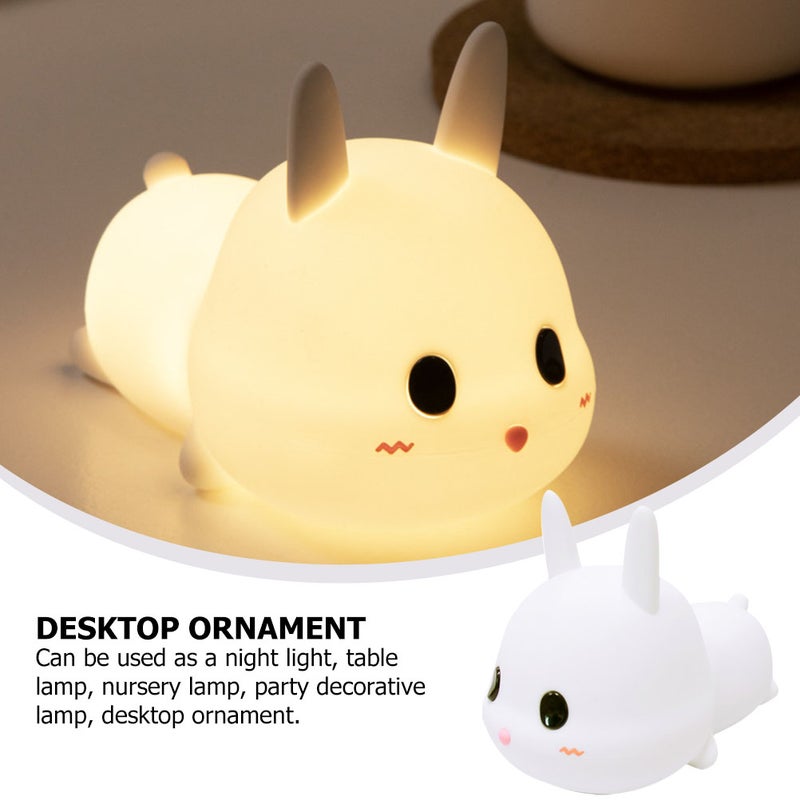 1pc Cartoon Silicone Bunny Night Light USB Charging Kids Patted Table Lamp - Image 5