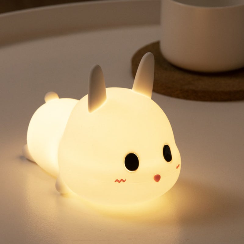 1pc Cartoon Silicone Bunny Night Light USB Charging Kids Patted Table Lamp - Image 3
