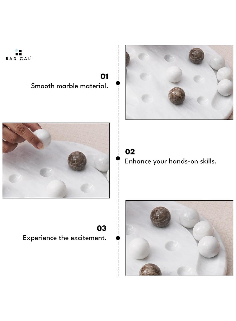 RADICALn Radicaln Marble Tic Tac Toe Game White & Oceanic 10" Inch Handmade Board Games for Adults - Table Top Living Room Decor Fun Game - Room Décor  - Image 3