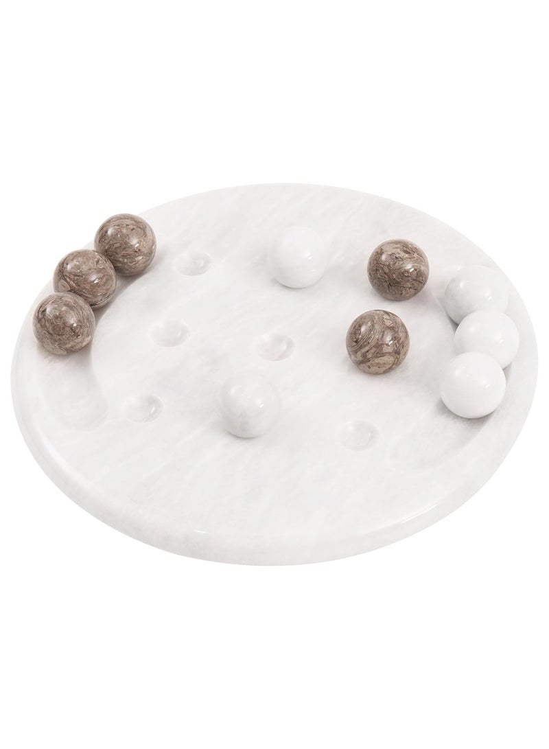 RADICALn Radicaln Marble Tic Tac Toe Game White & Oceanic 10" Inch Handmade Board Games for Adults - Table Top Living Room Decor Fun Game - Room Décor  - Image 1