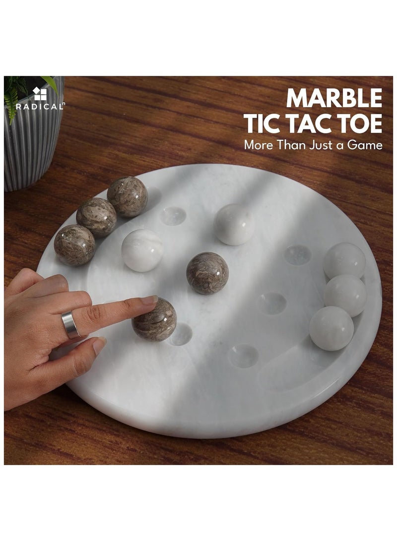 RADICALn Radicaln Marble Tic Tac Toe Game White & Oceanic 10" Inch Handmade Board Games for Adults - Table Top Living Room Decor Fun Game - Room Décor  - Image 4