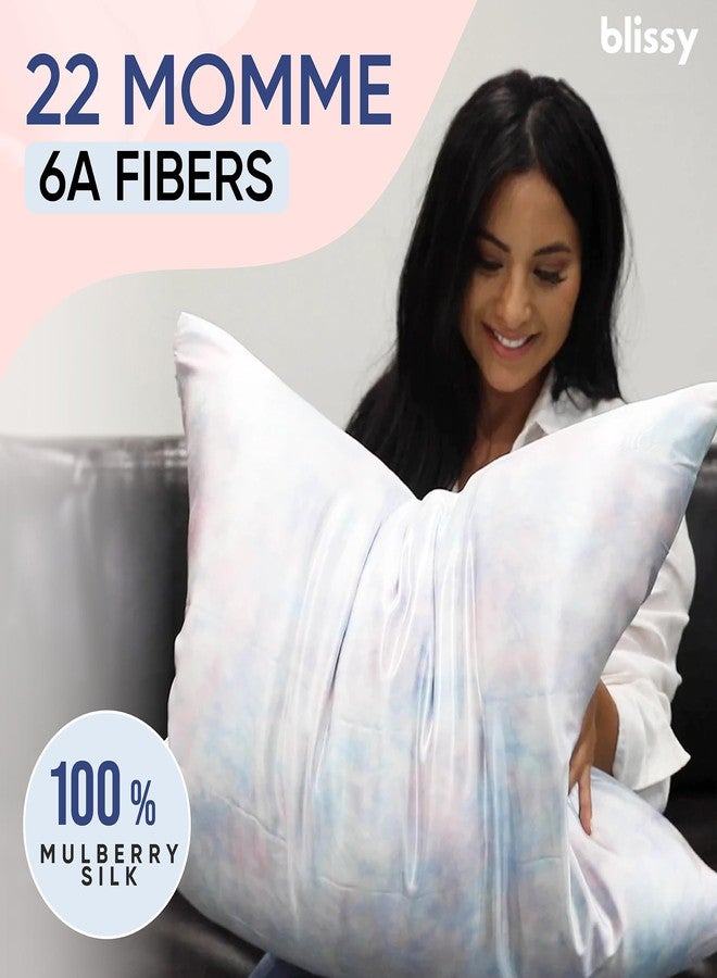 BLISSY غطاء وسادة حريري ناعم - حرير توت نقي 100% - ألياف عالية الجودة 22 مومي 6A - غطاء وسادة ساتان للشعر والبشرة - مقاسات عادية، كوين، وكينج مع سحاب مخفي (كينج، مصبوغ بربطة عنق) - Image 2