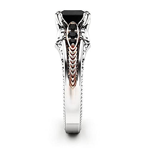 RKKOJJO 925 Sterling Silver Shiny Full Diamond Black Gemstone Ring Cubic Zirconia Rings CZ Diamond Ring Eternity Engagement Wedding Band Ring for Women (Silver, US Code 8) - Image 4