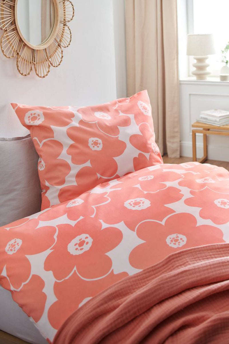 Tchibo Queen Floral Print Duvet Set 135 x 200 Cm, Pink  - Image 1
