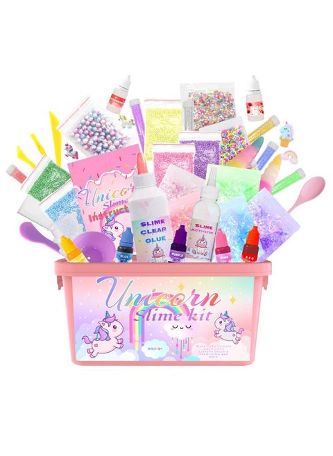 DIY Slime Kit for Kids-Non-Sticky Soft Scented to Make Cloud Slime Foam Slime Butter Slime Unicorn Slime Candy Slime with Charms Stress Relief Party Favors Great Gift Idea