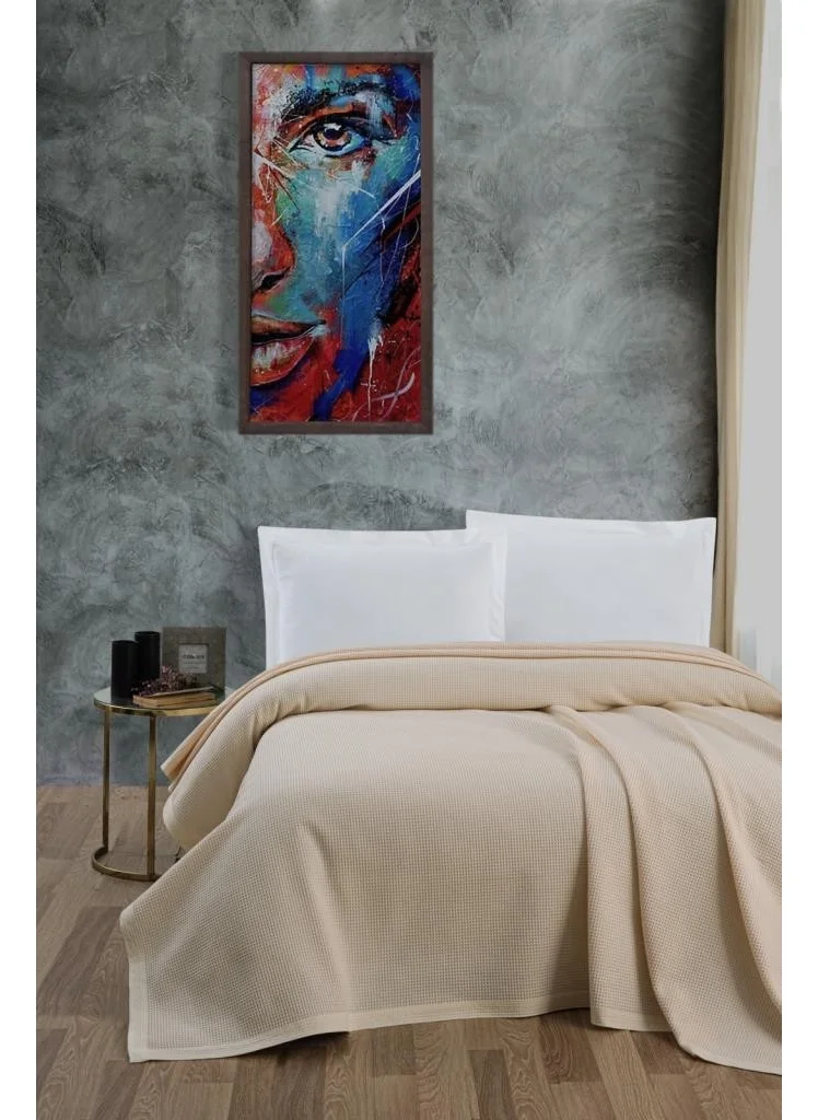 مالبيري Air Conditioned Pique, 100% Cotton Honeycomb Pique, Four Seasons Pique Double 220X240 Cream