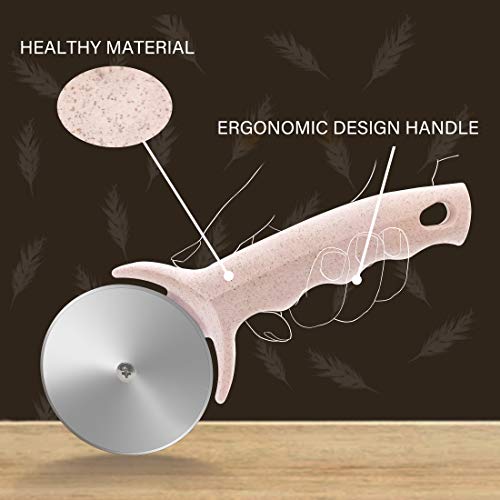 HELEERON Pizza Cutter Wheel, Stainless Steel Pizza Cutter with Cover, Super Sharp Pizza Slicer-Dishwasher safe,Smooth Rotating Pizza Wheel Safe with Healthy Material (Pink） - Image 3