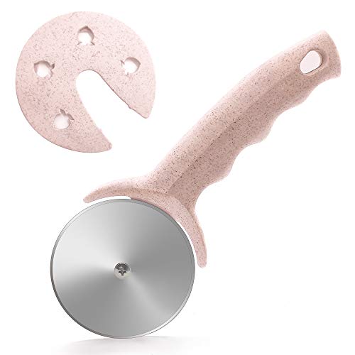 HELEERON Pizza Cutter Wheel, Stainless Steel Pizza Cutter with Cover, Super Sharp Pizza Slicer-Dishwasher safe,Smooth Rotating Pizza Wheel Safe with Healthy Material (Pink） - Image 1