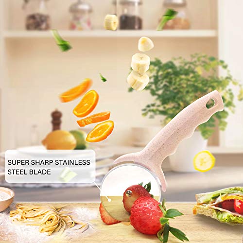 HELEERON Pizza Cutter Wheel, Stainless Steel Pizza Cutter with Cover, Super Sharp Pizza Slicer-Dishwasher safe,Smooth Rotating Pizza Wheel Safe with Healthy Material (Pink） - Image 5