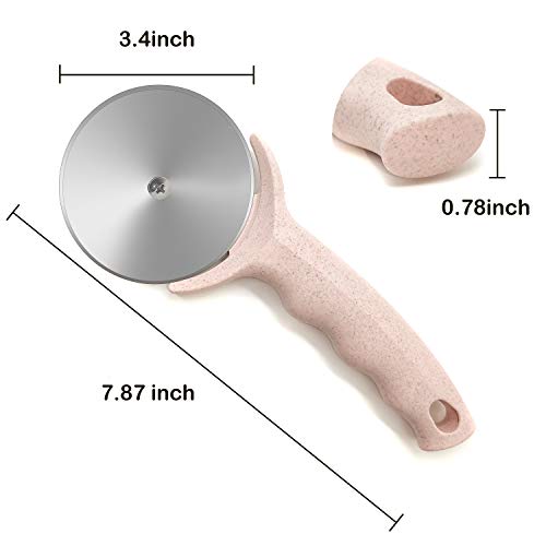 HELEERON Pizza Cutter Wheel, Stainless Steel Pizza Cutter with Cover, Super Sharp Pizza Slicer-Dishwasher safe,Smooth Rotating Pizza Wheel Safe with Healthy Material (Pink） - Image 2